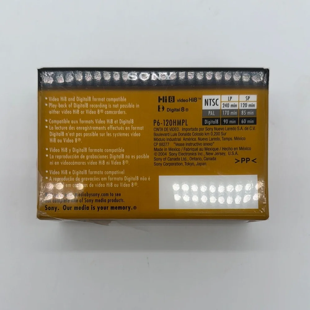 Sony 8mm Digital8 Hi8 Blank Tape 60/120 min New Sealed Cassettes 2 Pack